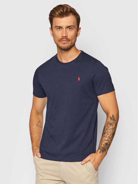 Polo Ralph Lauren – T-Shirt in Navy mit großem Polospieler-Print auf dem  Rücken