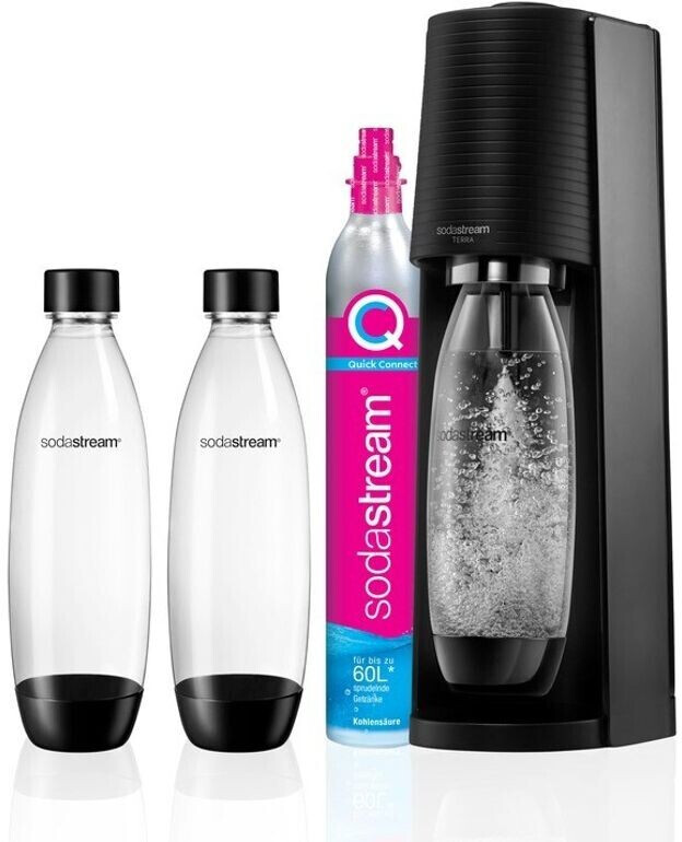 Sodastream Gasatore Terra Black Value Pack 2 Con 2 Bottiglie Fuse Lavabili  In Lavastoviglie Da 1Lt