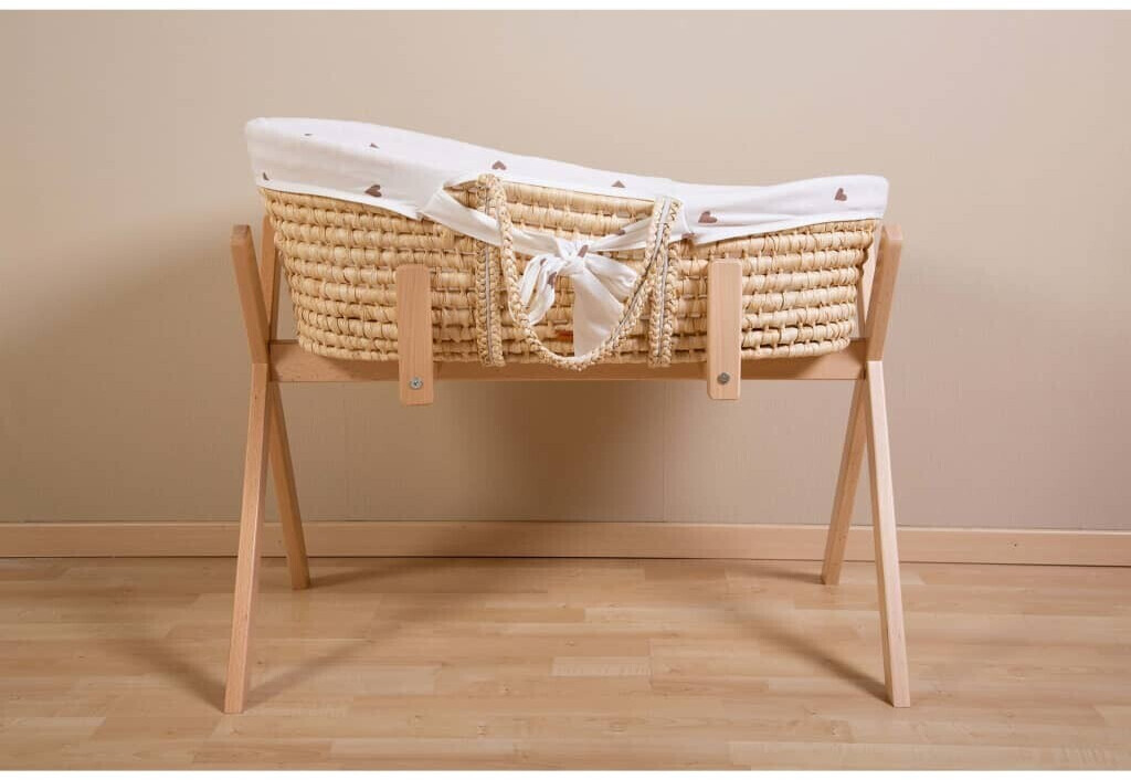 Childhome Mosaic basket from corn leaf incl. mattress and cover Hearts