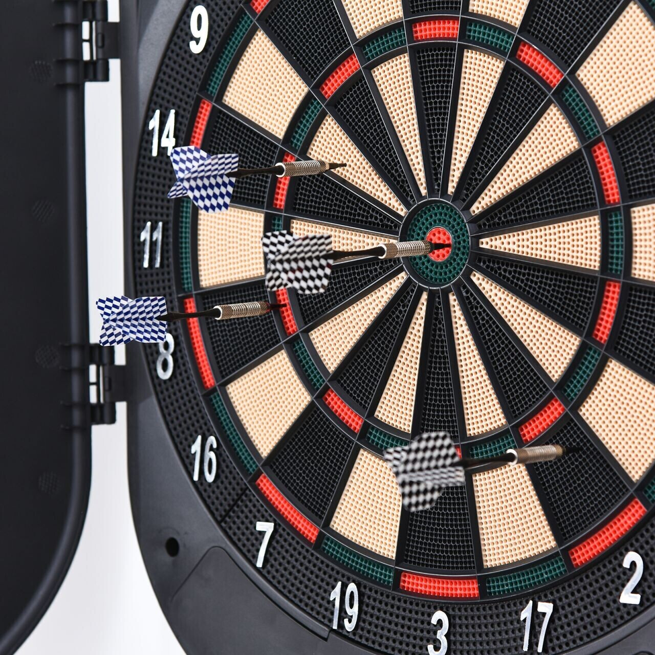 Dartscheibe Deluxe Ø45cm Dartboard Set inklusive 6 Pfeile beidseitig  bespielbar