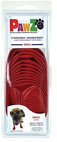 Pawz Natural Rubber Waterproof Dog Boots Small Red 12pcs