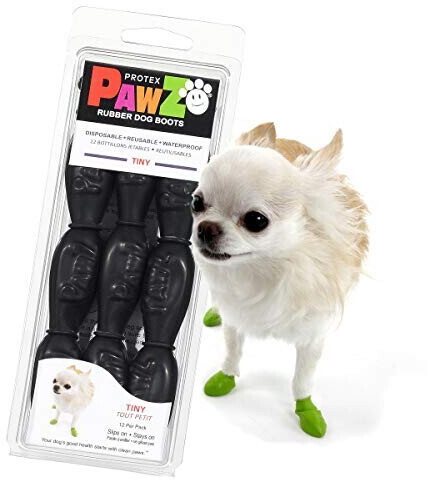 Pawz Natural Rubber Waterproof Dog Boots Tiny Black 12pcs