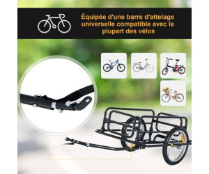 HOMCOM Remorque vélo remorque de transport pour vélo dim. 140L x