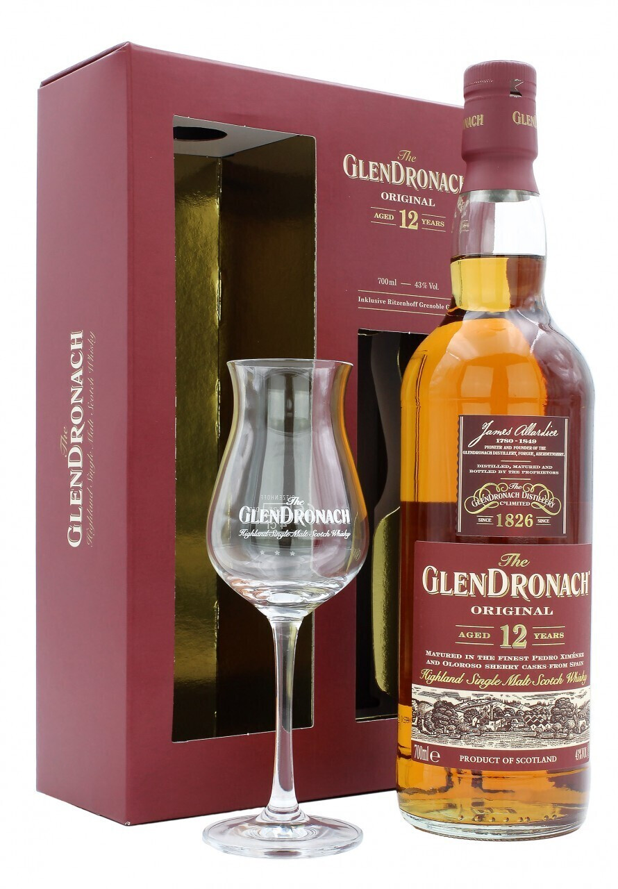Glendronach 12 Jahre 0,7l43% Geschenkset Preisvergleich bei Nosing mit Glas ab 36,99 € 