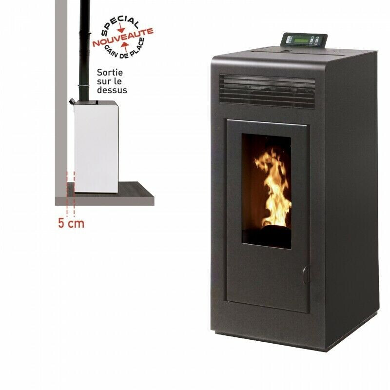 Interstoves Marina 6 kW étanche avec kit conduit 80/125 sortie dessus télécommande WiFi noir