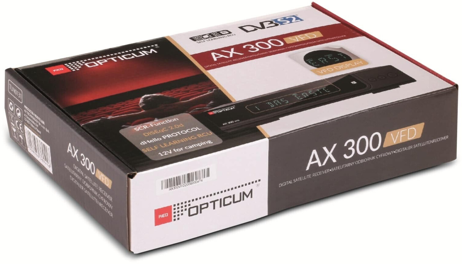 AX300, Receptor Satélite HD VFD, OPTICUM