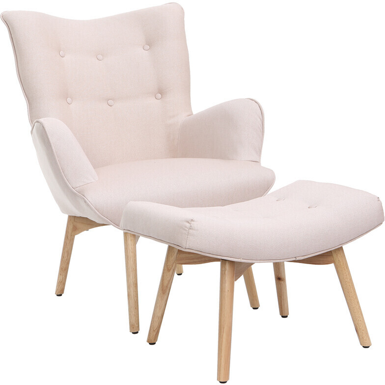 Miliboo Fauteuil avec repose pied Bristol rose