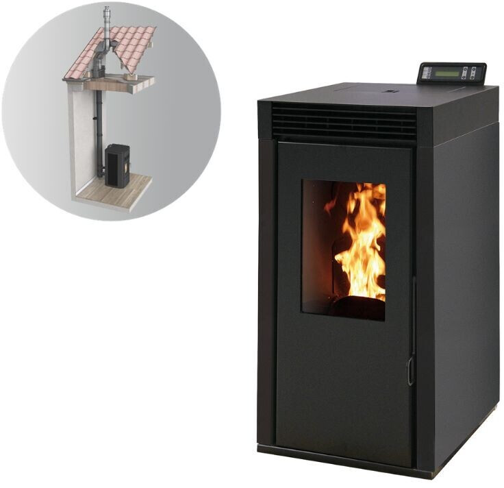 Interstoves Marina 8 kW étanche avec kit conduit 100/150 télécommande noir