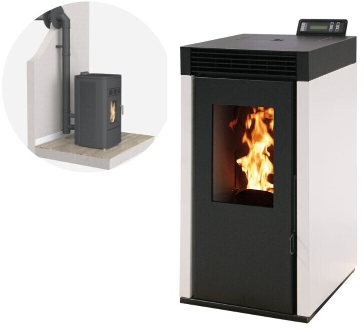 Interstoves Marina 8 kW étanche avec kit conduit sortie ventouse télécommande blanc