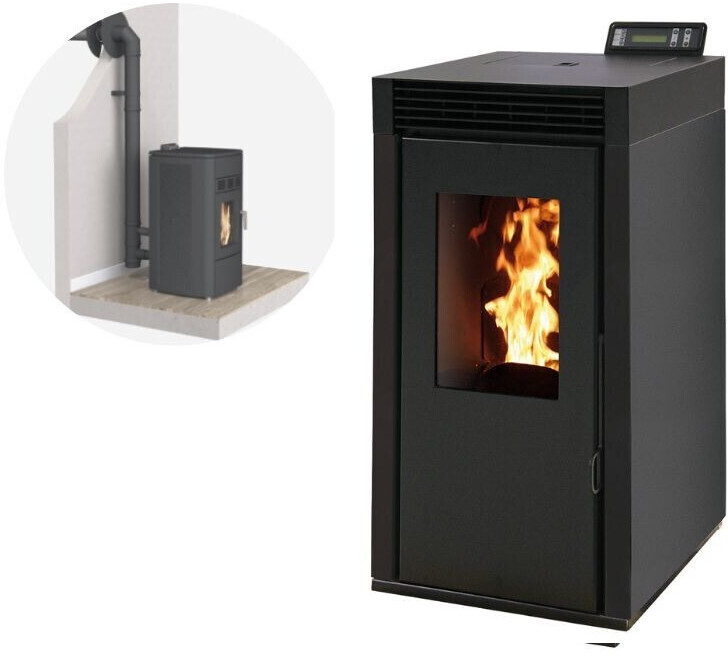 Interstoves Marina 8 kW étanche avec kit conduit sortie ventouse télécommande noir