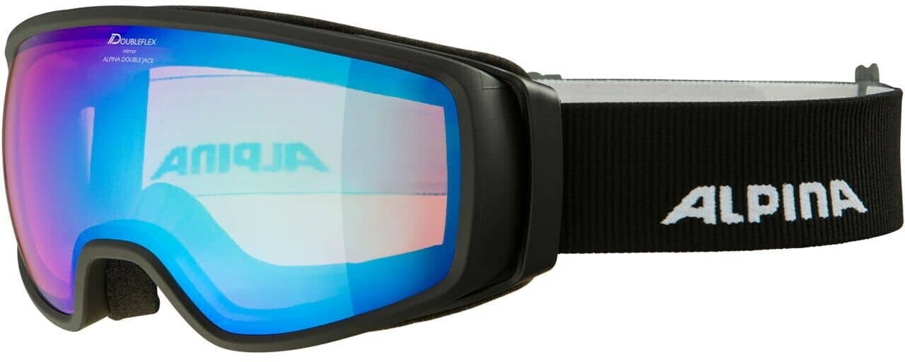 Photos - Ski Goggles Alpina Sports Alpina Sports Double Jack Q-Lite A7284831black/mirror blue