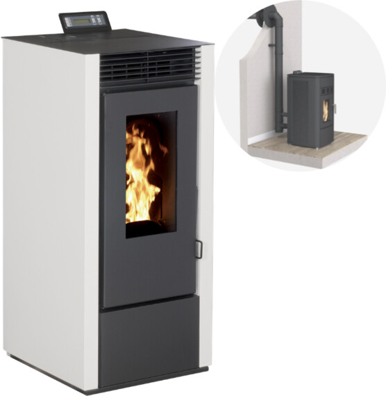 Interstoves Marina 14 kW étanche canalisable avec kit conduit sortie ventouse télécommande blanc