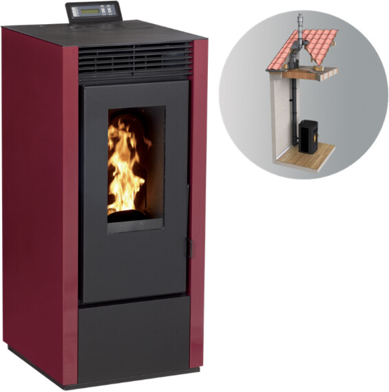 Interstoves Marina 14 kW étanche canalisable avec kit 80/125 télécommande bordeaux