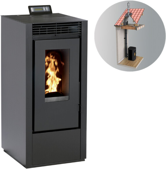 Interstoves Marina 14 kW étanche canalisable avec kit 100/150 télécommande noir