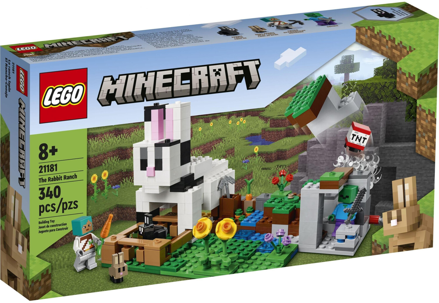 LEGO Minecraft 21181 - Le Ranch Lapin Set de Construction Maison, Ferme  avec Animaux pas cher 