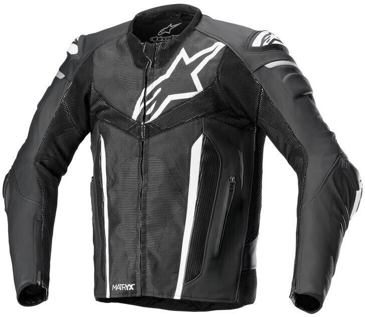 Alpinestars Fusion Leather Jacket Black/White/Metallic Gray