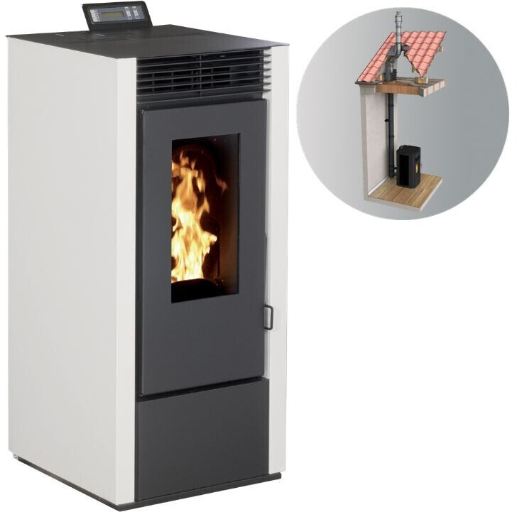Interstoves Marina 11 kW étanche avec kit conduit 80/125 télécommande blanc