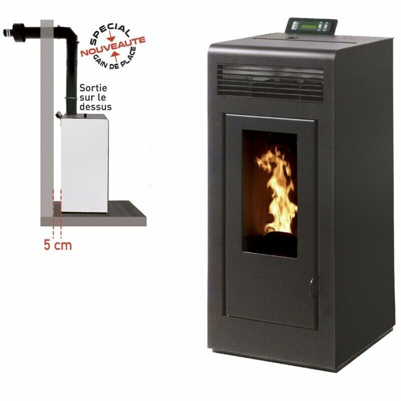 Interstoves Marina 11 kW étanche avec kit conduit sortie ventouse télécommande WiFi sortie dessus noir