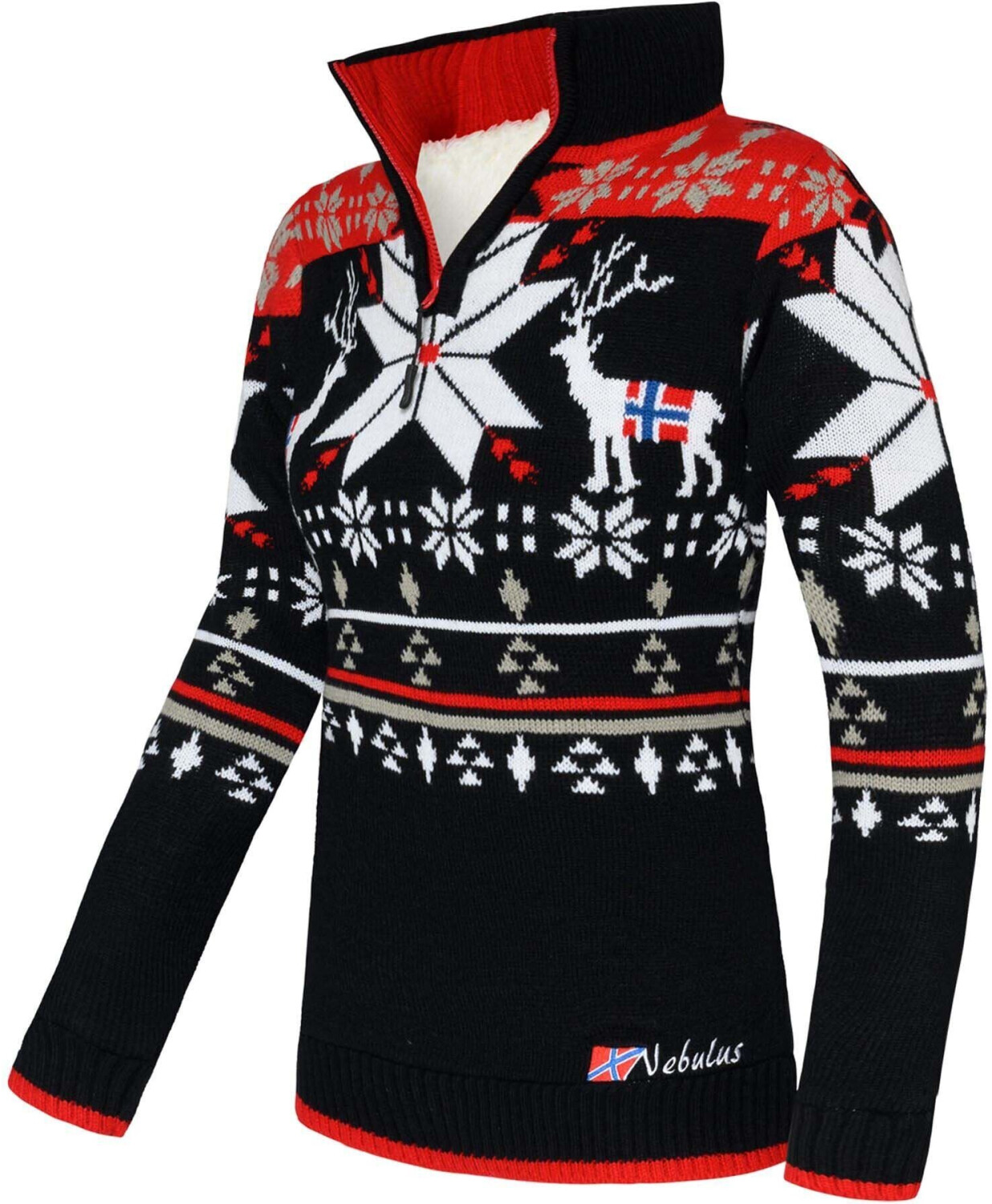 Nebulus Knitted sweater with fur Fria Woman black/red