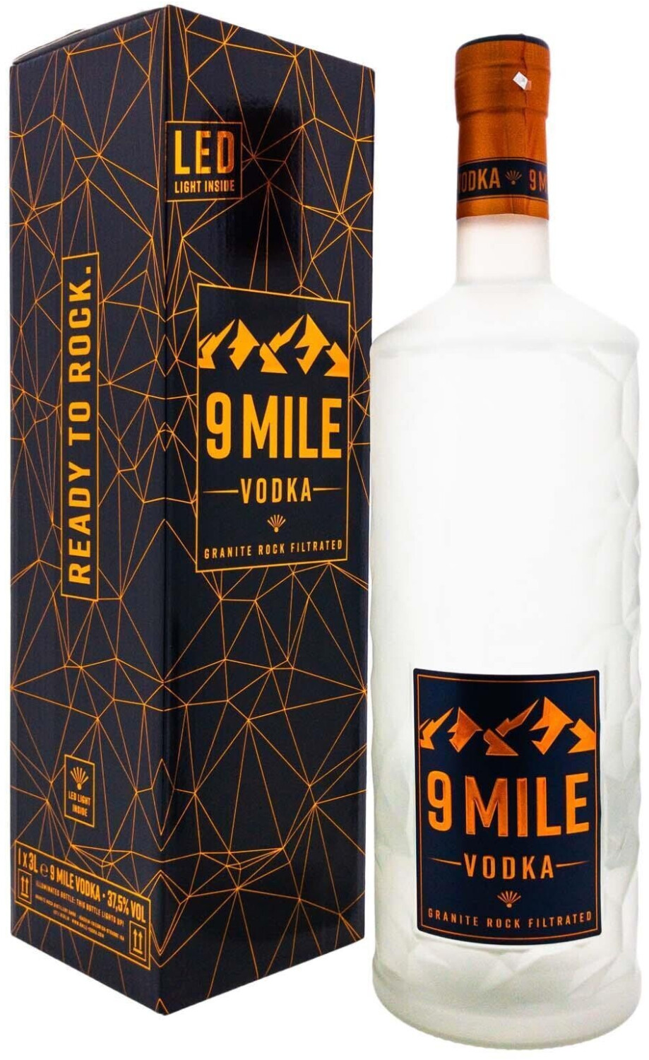 9 Mile Vodka 3L inkl. LED-Licht – think big