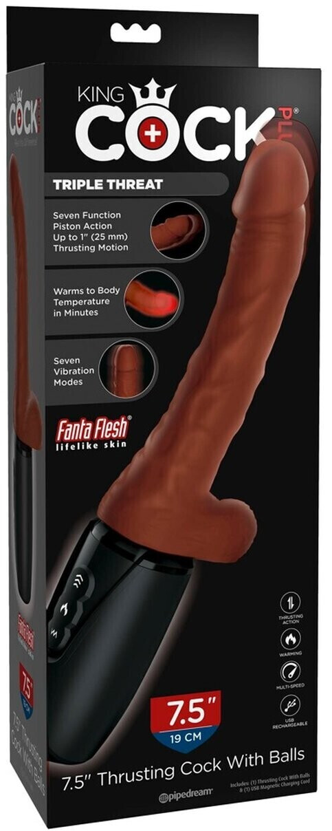 Pipedream King Cock Plus Thrusting Cock with Balls Brown