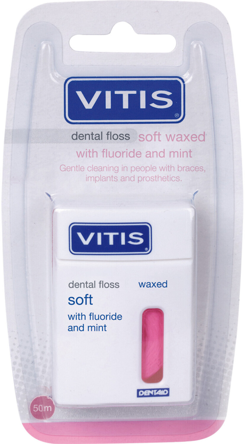 Vitis Dental Floss waxed with fluoride and mint (50 m)