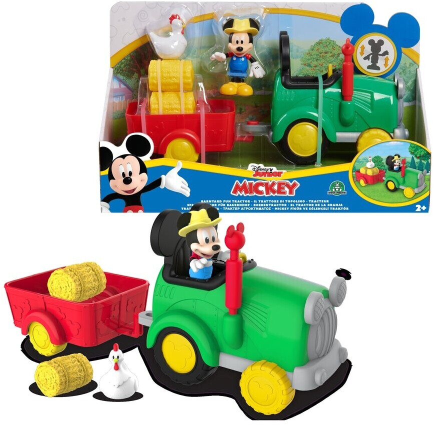 Mickey, tracteur et remorque avec 1 figurine 7,5 cm articulee et