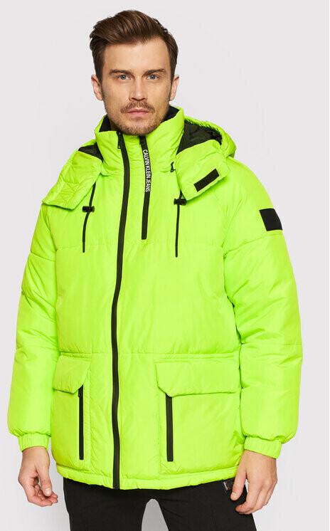 Calvin Klein Blocking Hooded Short Puffer (J30J318679) green