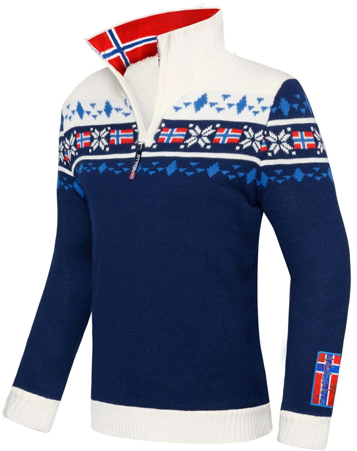Nebulus Knitted sweater with artificial fur Steen Men navy/offwhite