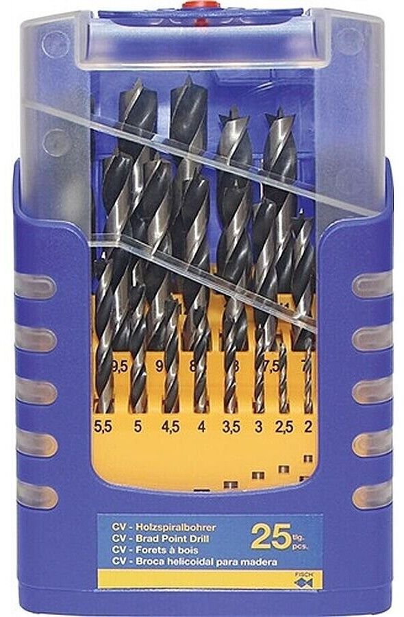 FISCH CV Wood Twist Drill Set 0120025K01 25 pcs. (012K)