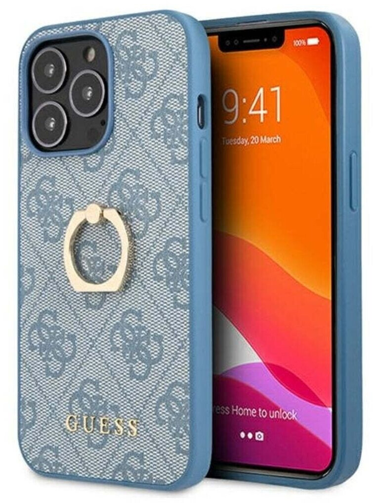 Guess PU 4G Ring Back Cover für Apple iPhone 13 Pro Max Blue