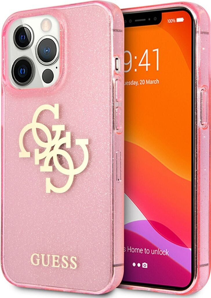 Guess TPU Big 4G Full Glitter Back Cover für Apple iPhone 13 Pro Pink