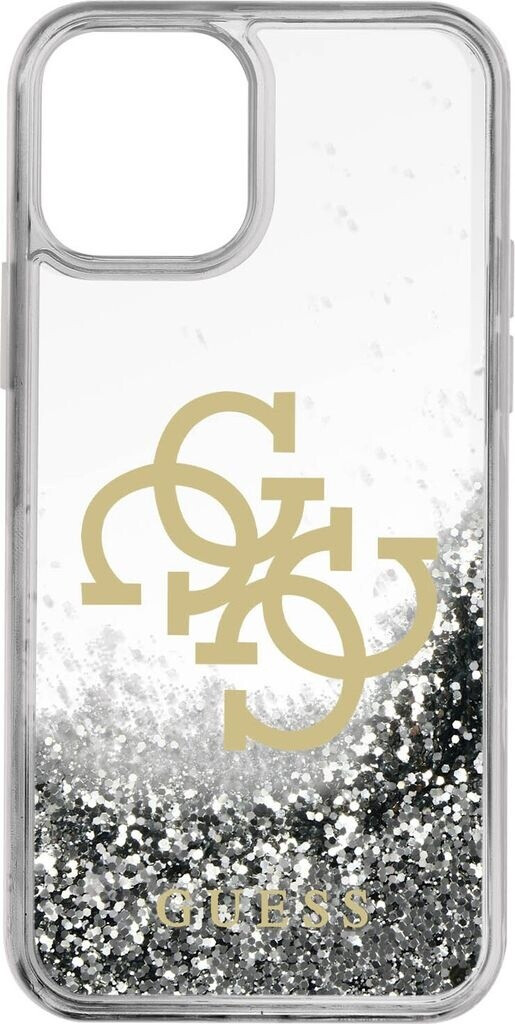 Guess TPU Big 4G Liquid Glitter Silver für Apple iPhone 12/12 Pro Transparent