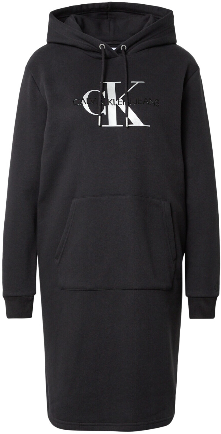 Calvin Klein Glossy Monogram Hoodie Dress black