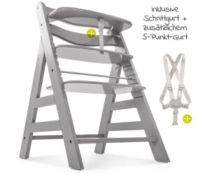 Hauck Hochstuhl Alpha Plus Grey (Set), Mitwachsender Holz Kinderhochstuhl  mit Sitzauflage höhenverstellbar