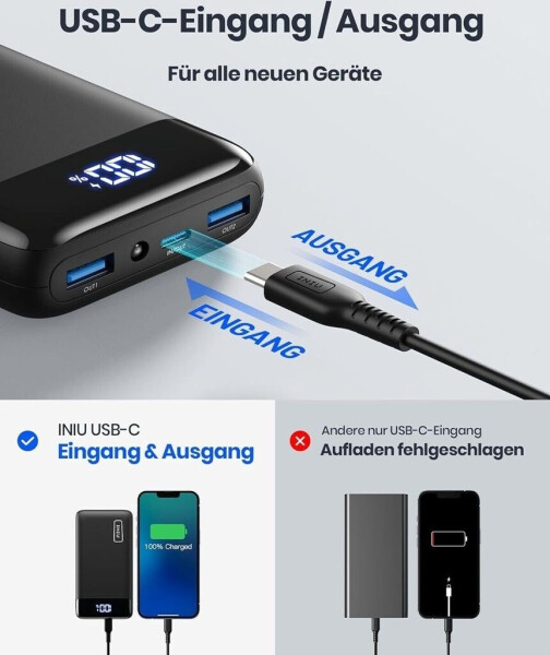INIU MegaPowerⅡPD 20000 mAh Schwarz, Bild 2