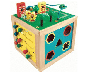 Bino Motorikwürfel Mit Uhr - Holzspielzeug Ab 1 Jahr Mit 5 Spielseiten