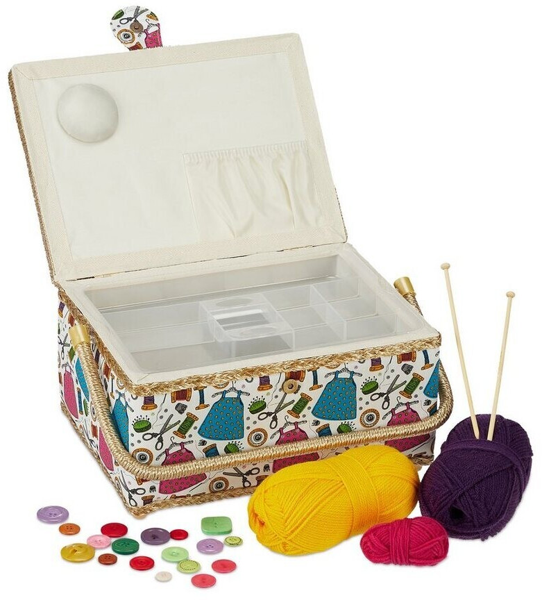 Relaxdays Sewing Box (10027777) white/red/blue