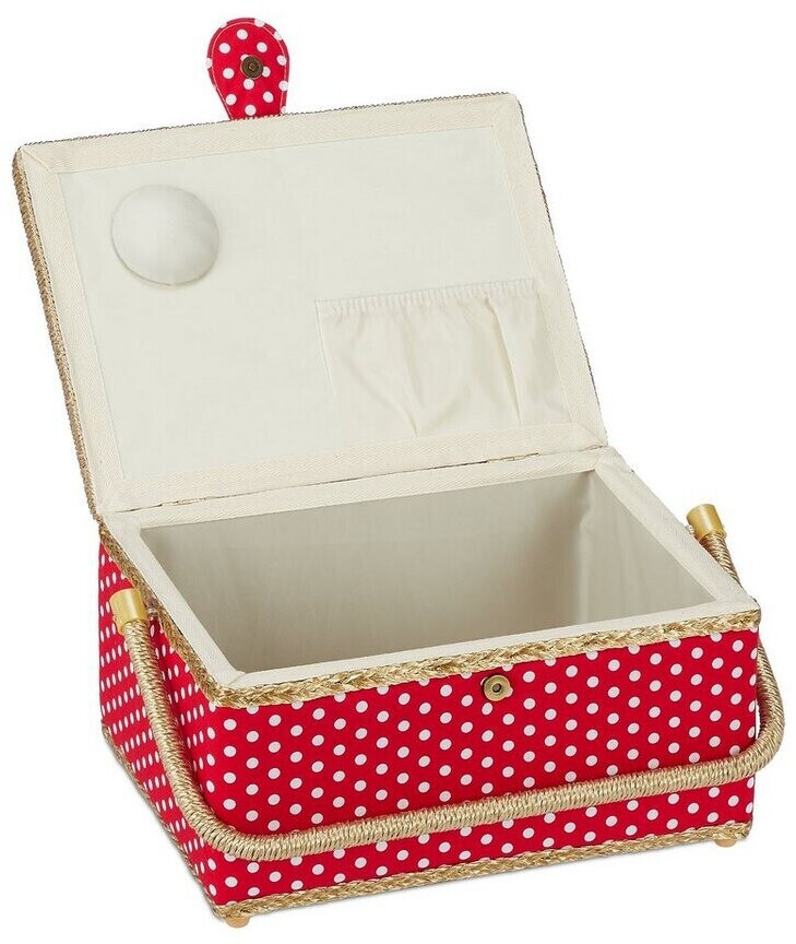 Relaxdays Sewing Box (10027777) red/white/gold 469