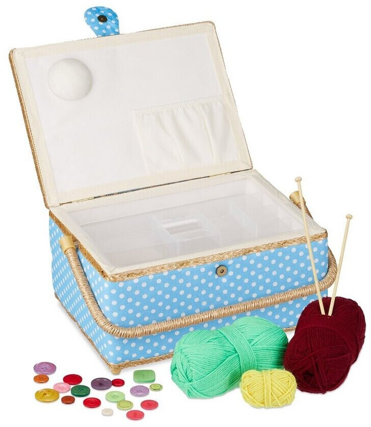 Relaxdays Sewing Box (10027777) light blue/white/gold