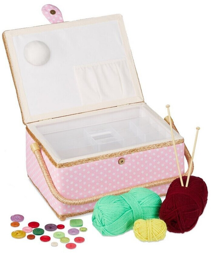 Relaxdays Sewing Box (10027777) pink/white/gold