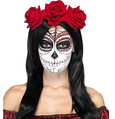 Smiffy's Day of the Dead Headband with Red Roses