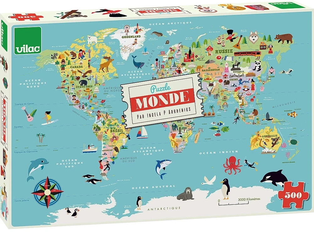 Vilac Carte du monde Ingela P. Arrhenius (500 pièces)