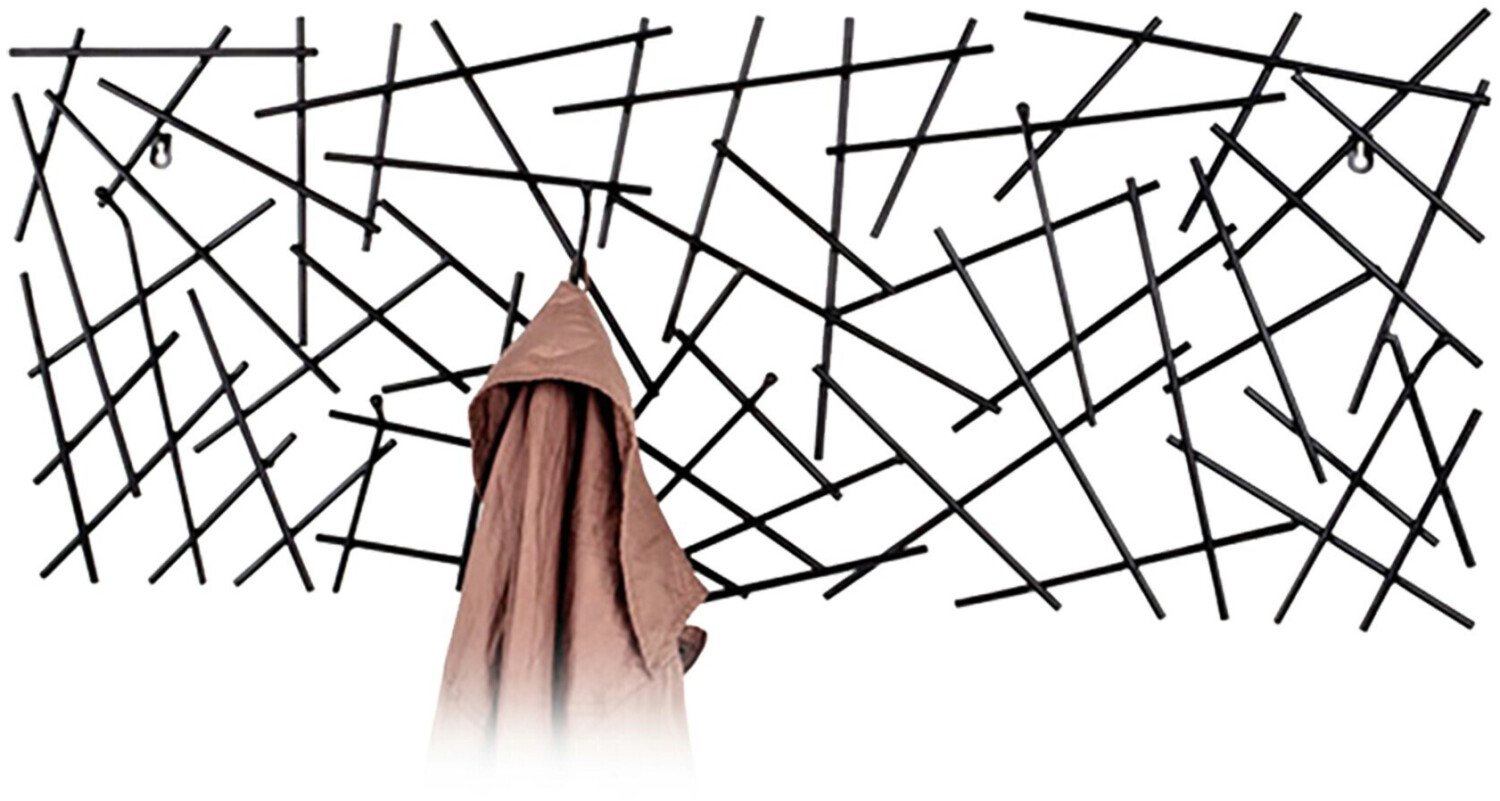 Wandgarderobe Yucon mit 12 Haken und Hutablage 100 cm schwarz