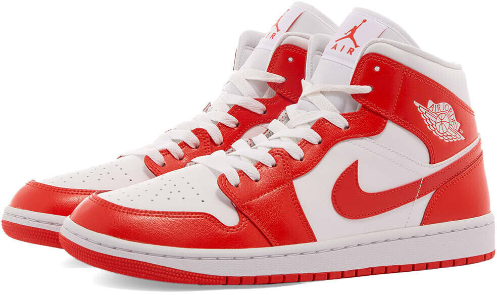 Nike air jordan 1 mid trainers in white/red outlet