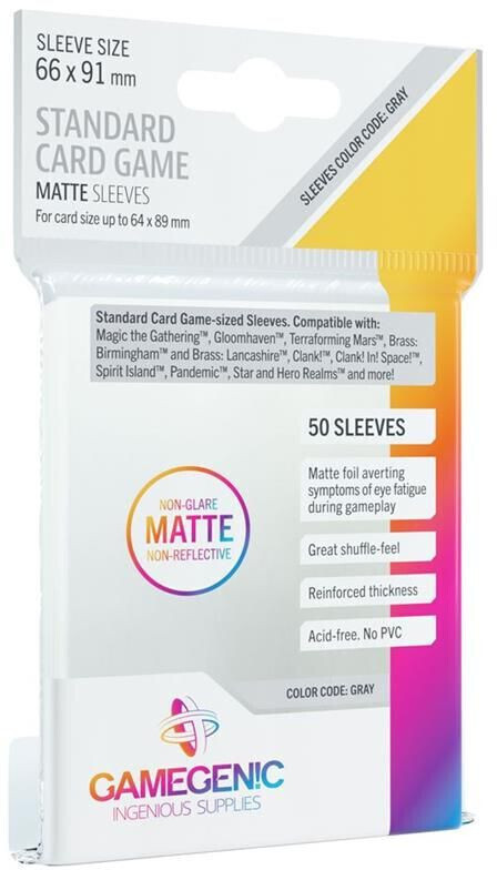 Gamegenic MATTE Standard Card Game Sleeves 66x91mm Clear