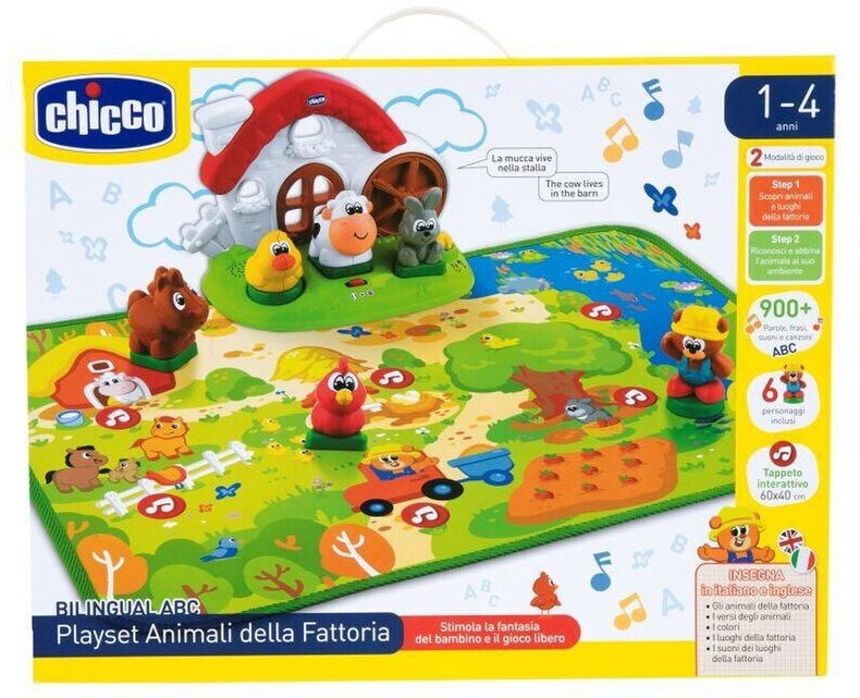 CHICCO Animali della fattoria 2 in 1 Playset Tappetino da Gioco Interattivo per  Bambini da 1+ Anni - 107690