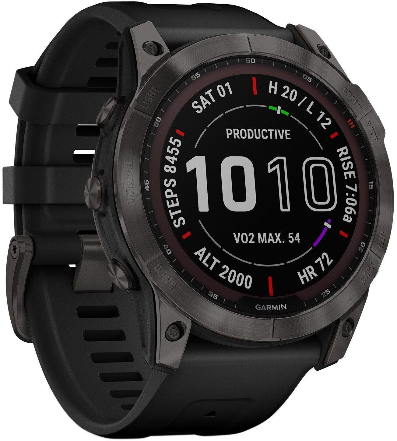 Garmin fēnix® 7X Sapphire Solar titane gris carbone bracelet noir
