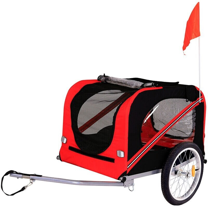 Dibea Dog Trailer with Trailer Coupling & Safety Belts red