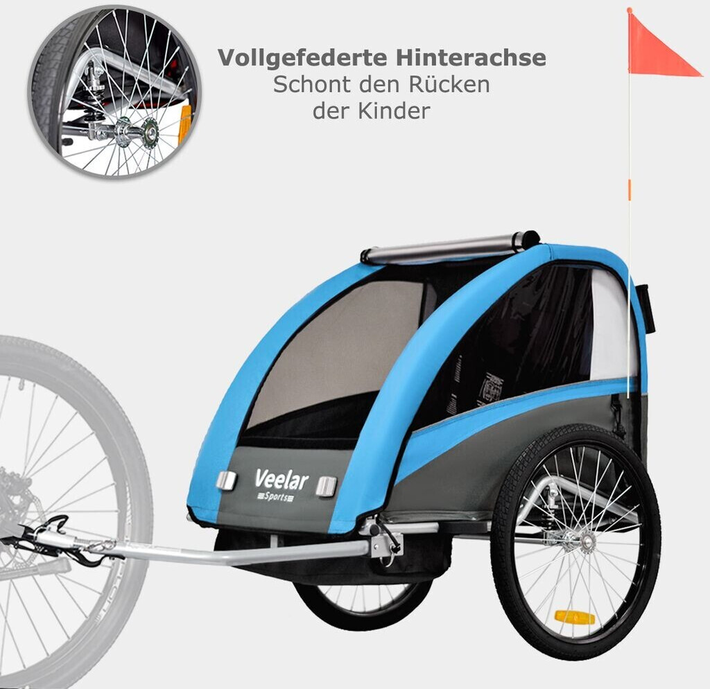 Veelar Sports 2 In 1 Kinderanhänger Tiggo Veelar Sports 2 in 1 Kinderanhänger mit Federung ab 159,80